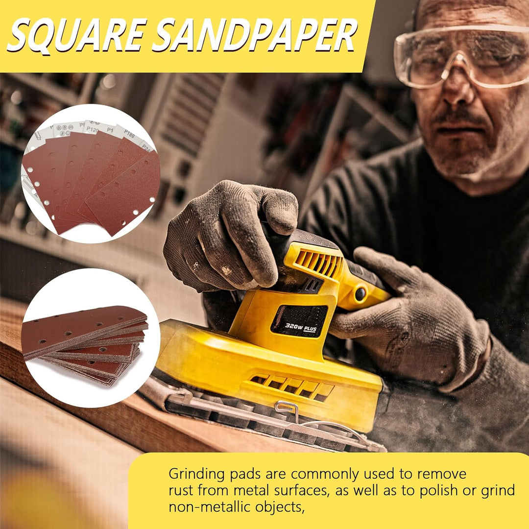 Senmai Tools Schleifpapier 93 x 185 mm Klett, Schleifblatt 8 Löcher, Schleifblätter Körnung 40 60 80