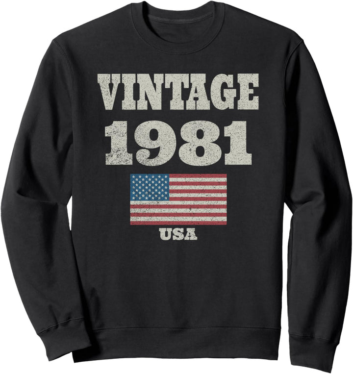 Patriotische Flagge zum 43. Geburtstag, Vintage-/Retro-Stil, 1981, Amerikanische Flagge Sweatshirt