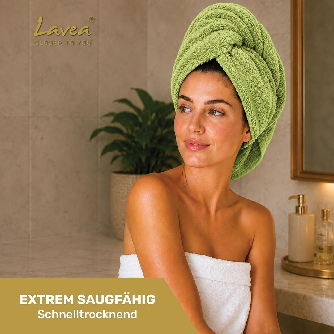 Lavea 4er Set Handtuch 50x100cm, Frottierserie Elena, Lindgrün 4 x 50 x 100 cm Lindgrün, 4 x 50 x 10