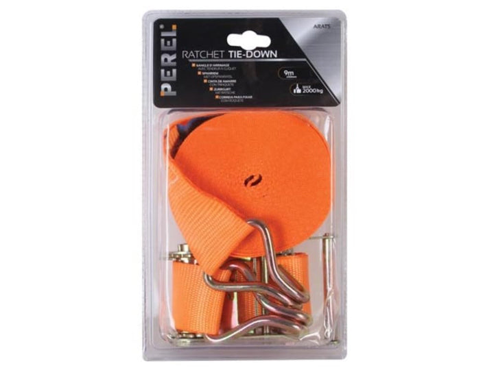 Perel ARAT5 Spanngurt mit Ratsche Und Haken, Maximal Last: 1000 kg, 9 m x 50 mm Abmessungen