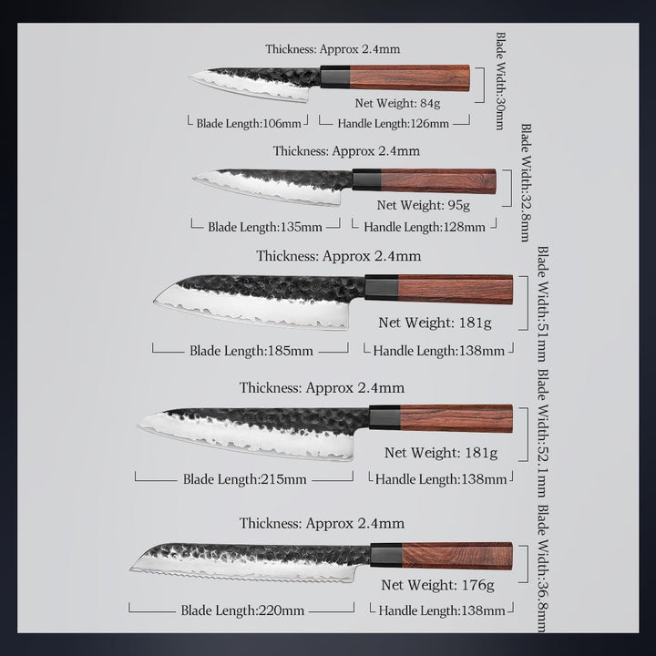 HEZHEN Messerset Profi Küchenmesser Kochmesser Set, Hartstahl Ultra Scharfes Messer Set Chefmesser,