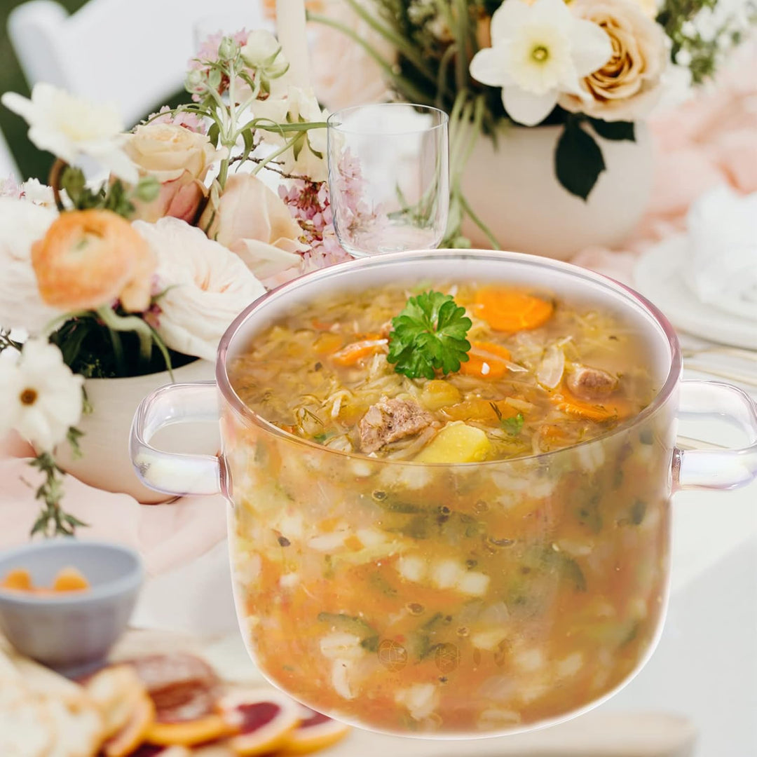 UPKOCH Pfannensets Glastopf Mit Deckel: Glas Mit Löffel 1. 5L Antihaftbeschichteter Suppentopf Sauce