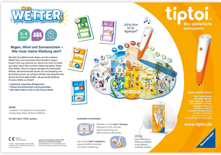 Ravensburger tiptoi Spiel 00118 Mein Wetter Lernspiel ab 3 Jahren für 1-4 Spieler