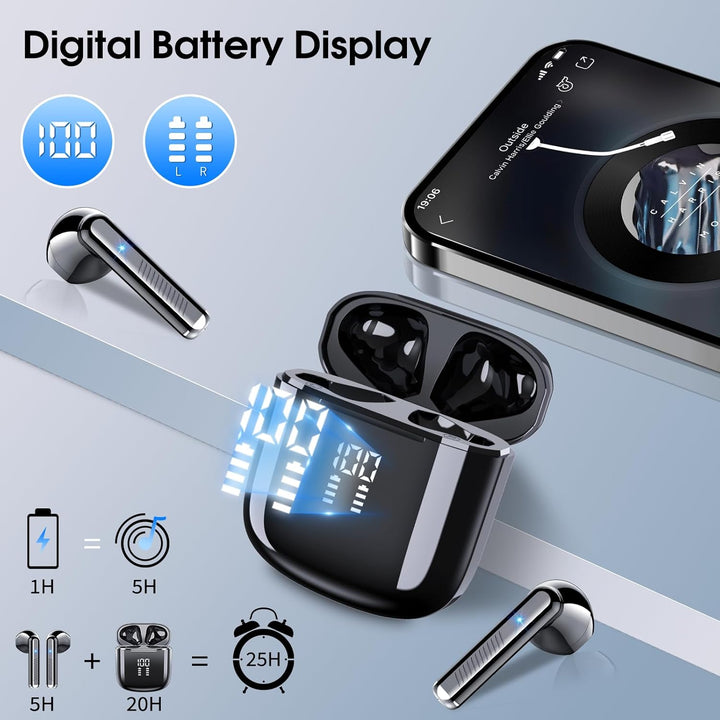 OYIB Bluetooth Kopfhörer, 2024 In Ear Kopfhörer Kabellos Bluetooth 5.3 Kopfhörer mit ENC Mic, 25 Std