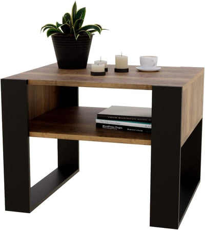 Couchtisch KARO rechteckiger Kaffeetisch aus Holz Modern Teetisch 65 x 53,6 45cm massiv und stabil (