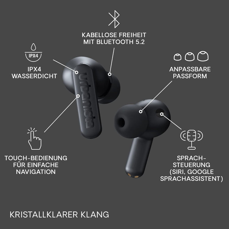 Urbanista Atlanta In Ear Kopfhörer Bluetooth Noise Cancelling, Hybrid ANC, Tiefe Bässe, spritzwasser