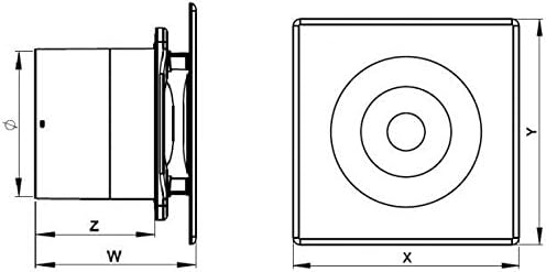Awenta Badlüfter Wand-Ventilator Ø 100 mit Nachlauf, Kugellager Silent Nea - Line System+ inox (inox