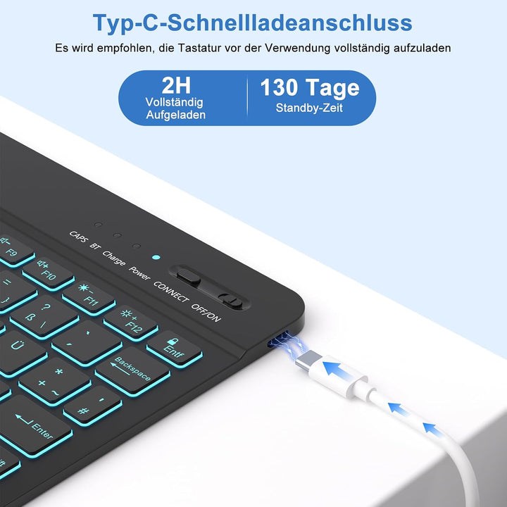 MMK Hülle mit Tastatur für iPad A16 11 Generation 2025/10 Generation 2022(11/10.9 Zoll), 7-Farben Be