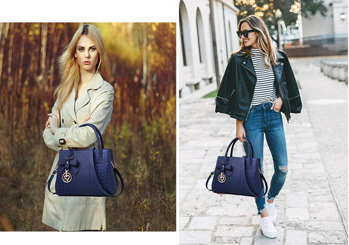 Jeniulet Handtaschen für Damen Mode Damen PU Leder Top Handle Satchel Umhängetaschen Blau, Blau