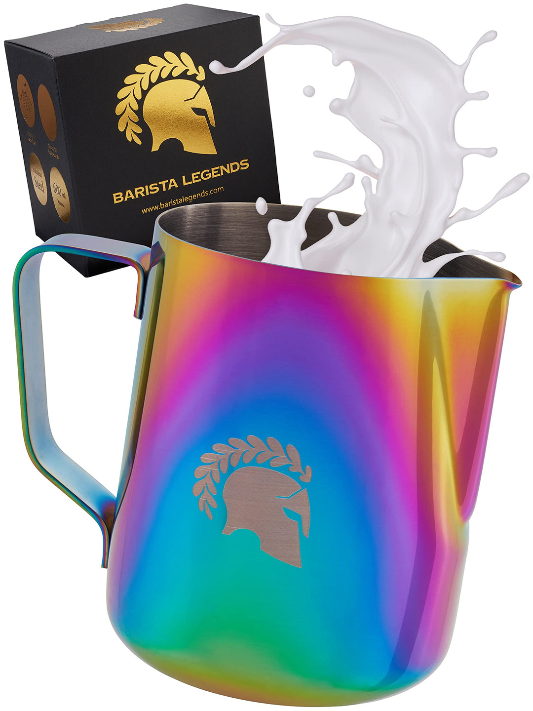 Barista Legends® Milchkännchen Edelstahl 600ml - mit speziellem Latte Art Ausguss - Milchkanne für H