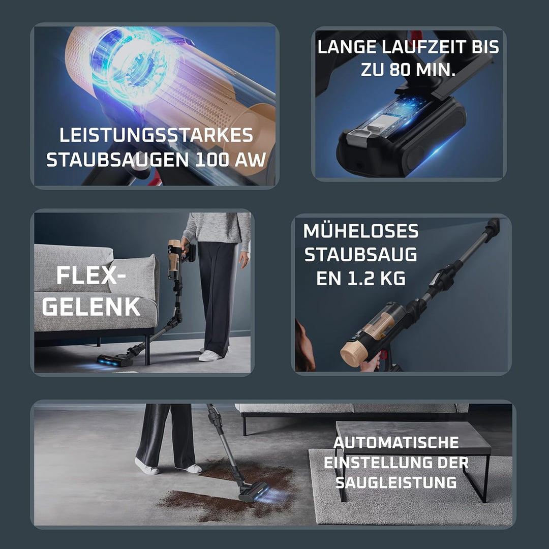 Rowenta X-Force Flex 9.80 kabelloser Akku-Stabstaubsauger, Animal Care Modell, 100 AW, bis zu 80 min