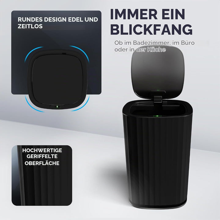 Sensor Badeimer Sotra | Schwarz | Sensor Mülleimer | Kosmetikeimer oval | Eimer mit Deckel | 10l (Li