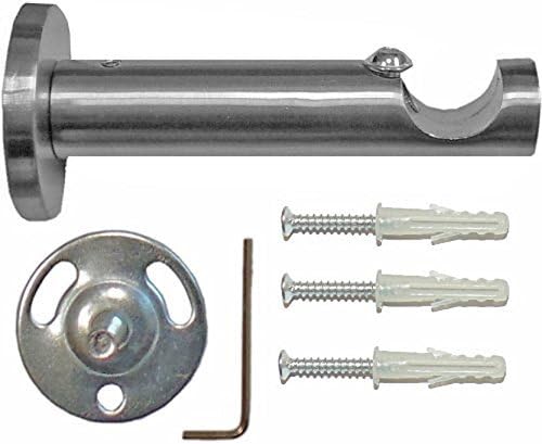 Gardinenstange 16mm 1-Lauf Edelstahloptik, 240cm (2x120cm), 240