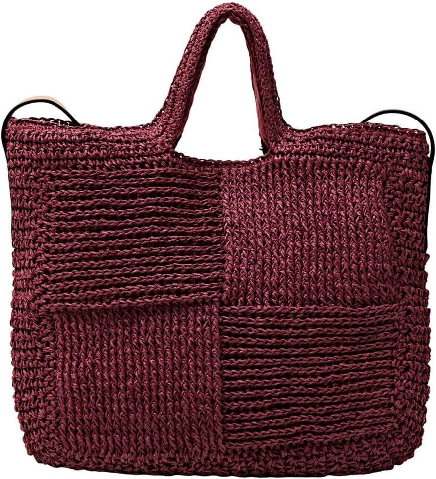ESPRIT Basttasche aus Webstoff mit Details in Lederoptik 600/Bordeaux Red, 600/Bordeaux Red