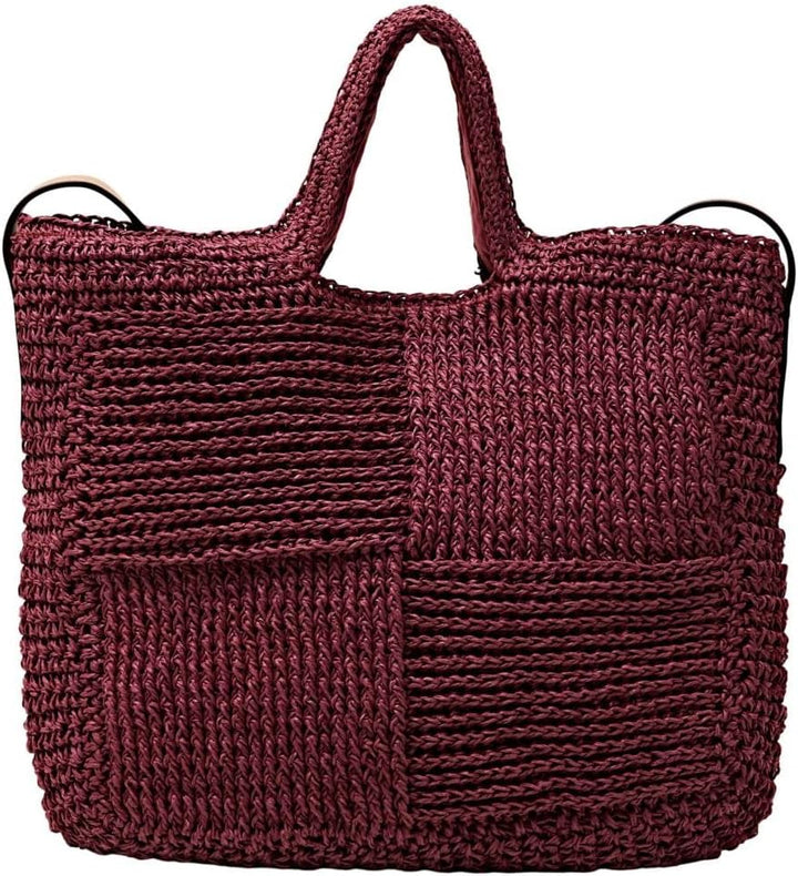 ESPRIT Basttasche aus Webstoff mit Details in Lederoptik 600/Bordeaux Red, 600/Bordeaux Red
