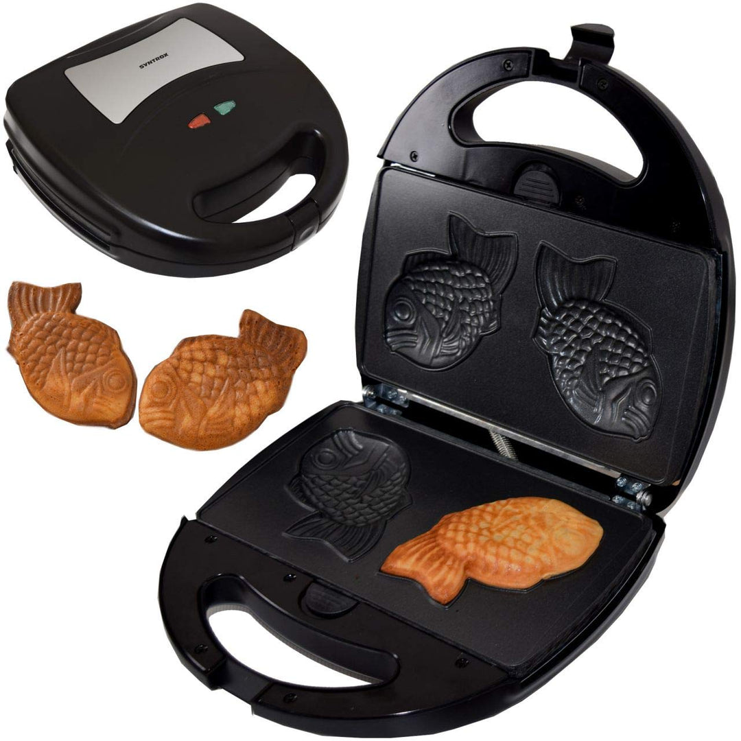 Syntrox Germany Taiyaki Maker japanisches Gebäck in Form eines Fisches Chefmaker SM-1300W Fish mit h