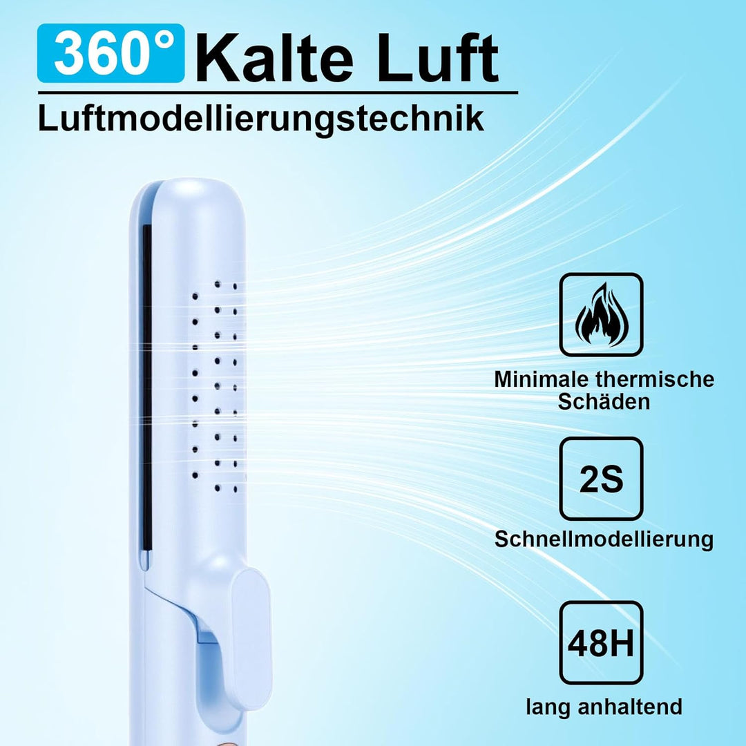 2-in-1 Haarglätter und Lockenstab mit Kaltluft, 5 Temperaturstufen (140-220°C), Blow-Funktion für Sc