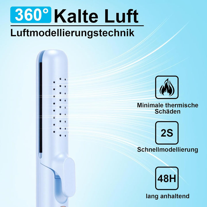 2-in-1 Haarglätter und Lockenstab mit Kaltluft, 5 Temperaturstufen (140-220°C), Blow-Funktion für Sc