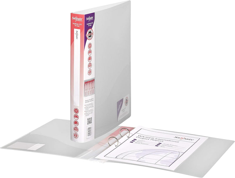 Snopake Original Ringbuch (2-Ring-Mechanik, 25 mm, Format A4) 10 Stück transparent farblos, farblos