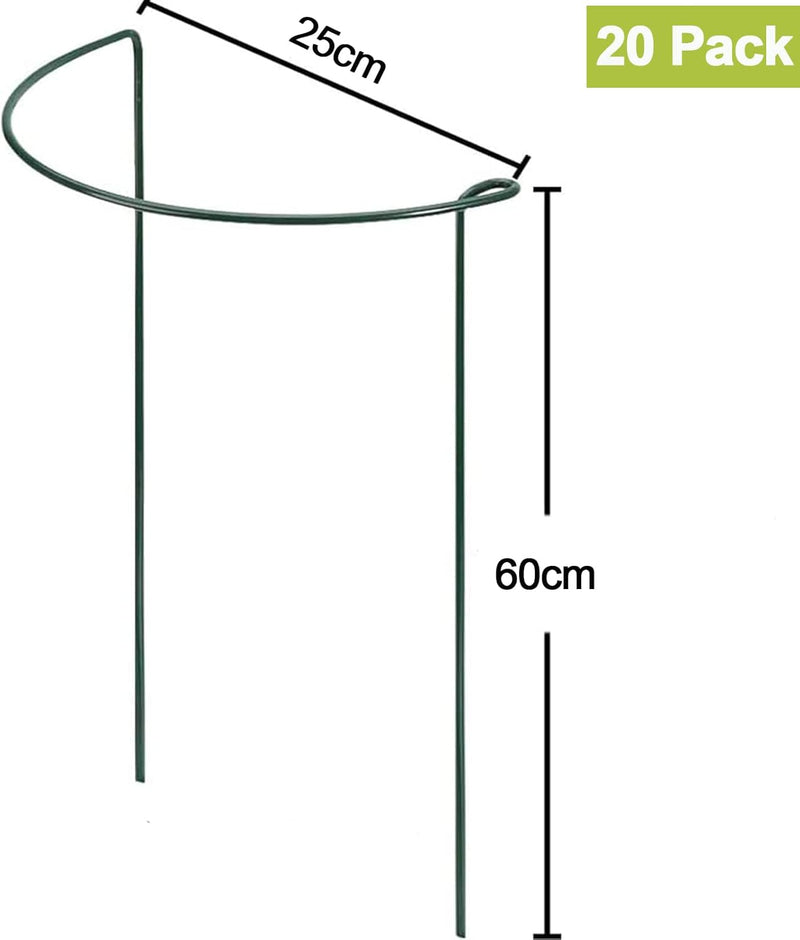 SYITCUN 20Stück 60cm Hoch Strauchstütze,25cm Halbrund Anthrazit Staudenhalter,Verdickter 4mm Draht B