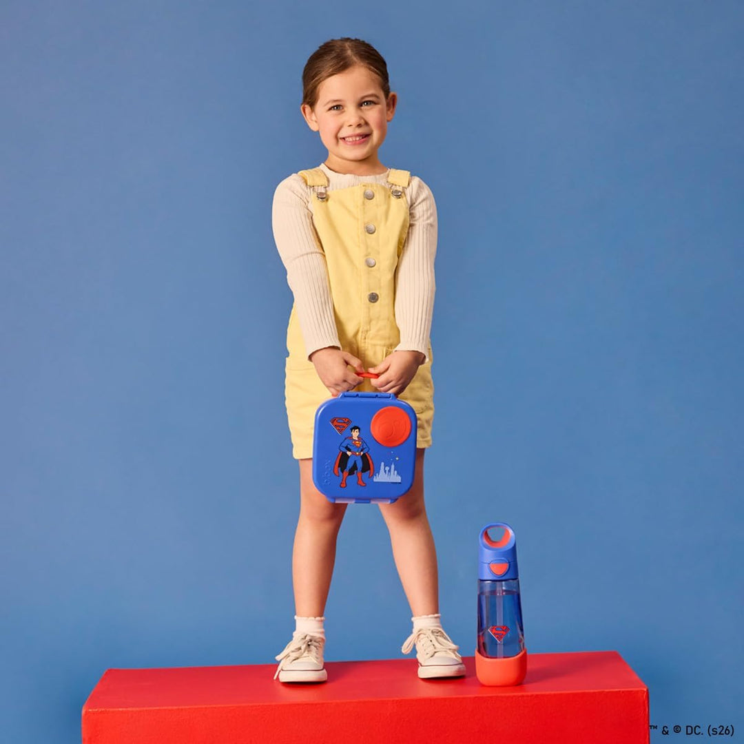 b.box Superman Mini Brotdose | Bento-Box mit 3 Fächern (2 auslaufsicher) | Ideal für Kleinkinder, Ki