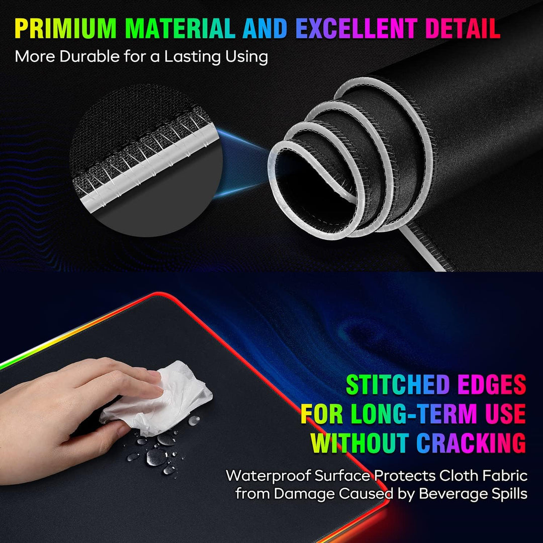 Gimars Gaming Mauspad, 12 LED Beleuchtungsmodi RGB Mousepad XXL, 800x300x5mm, Gross Desk Mat Gaming