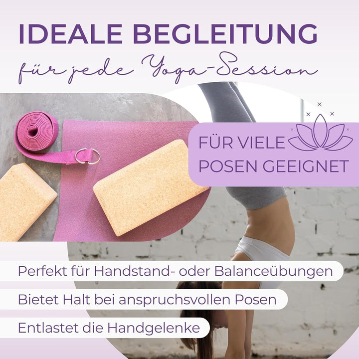 EMMAfit Kork Yoga Keil lang I 600 x 90 x 30mm I hochwertige Handstandplatte aus Kork für Yoga-Übunge