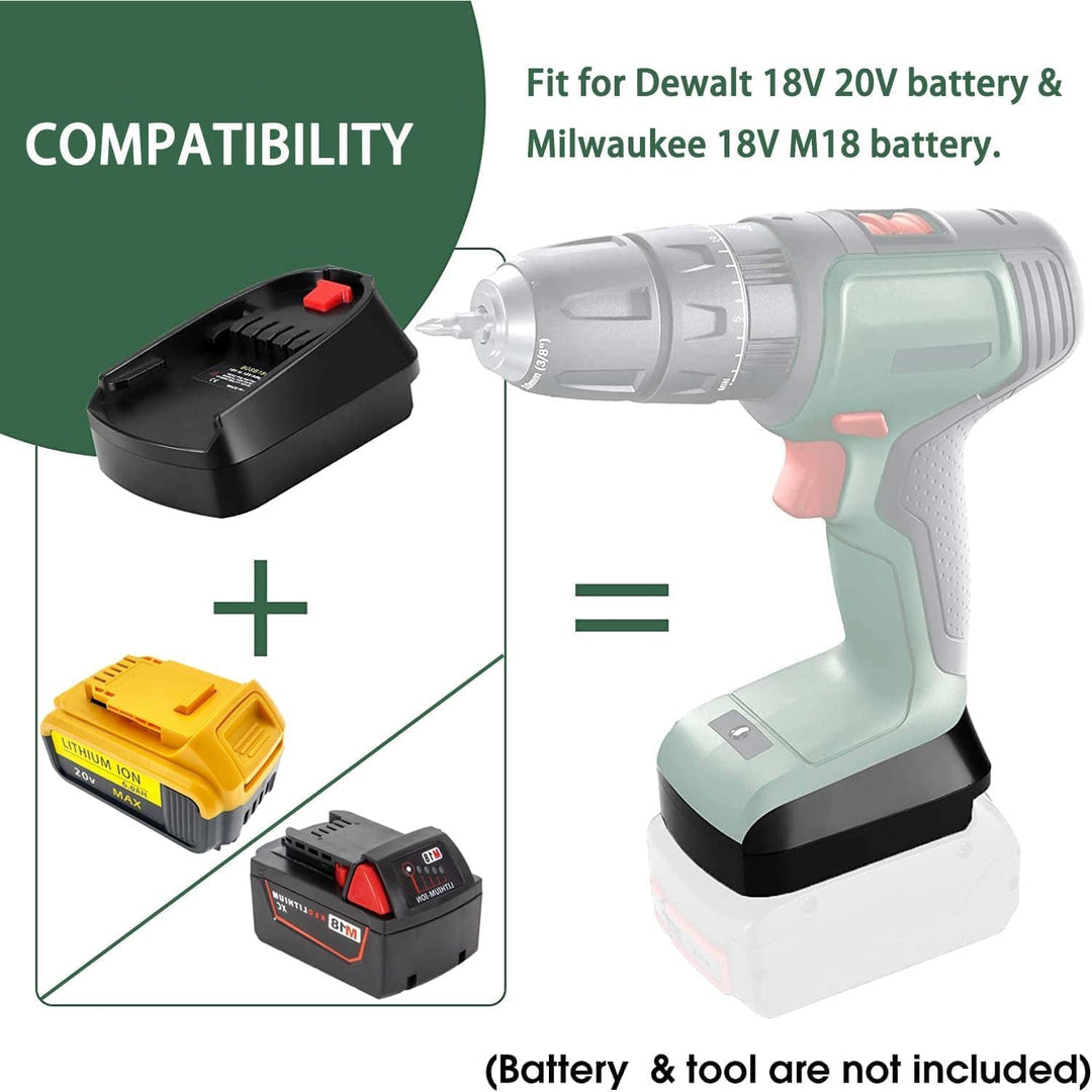 2‑in‑1 Akku Adapter für Dewalt & für Milwaukee 18V Akkus auf für Bosch PBA 18V Heim‑&‑Garten kabello
