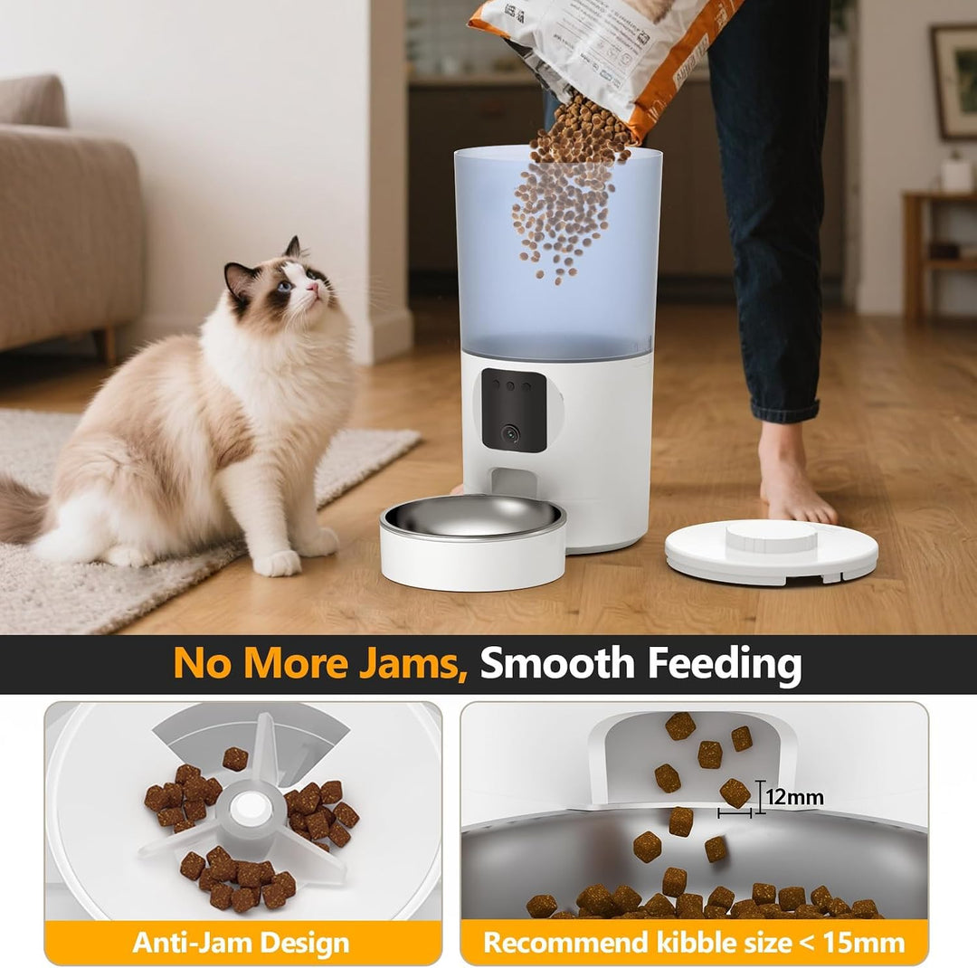 Futterautomat Katze 5L mit Kamera für Trockenfutter, WiFi APP-Steuerung | HD Bewegungserkennung & Fa