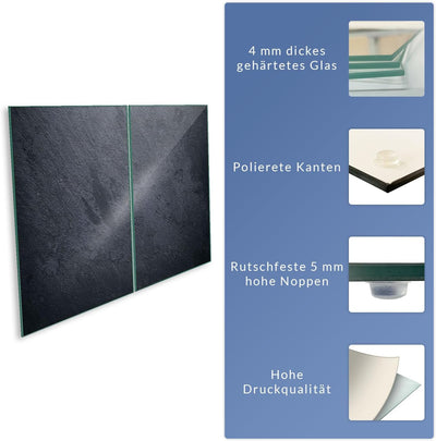DAMU | Herdabdeckplatte 2teilig 2x40x52 Herdabdeckung Ceranfeld Glasschneideplatte Ceranfeldabdeckun