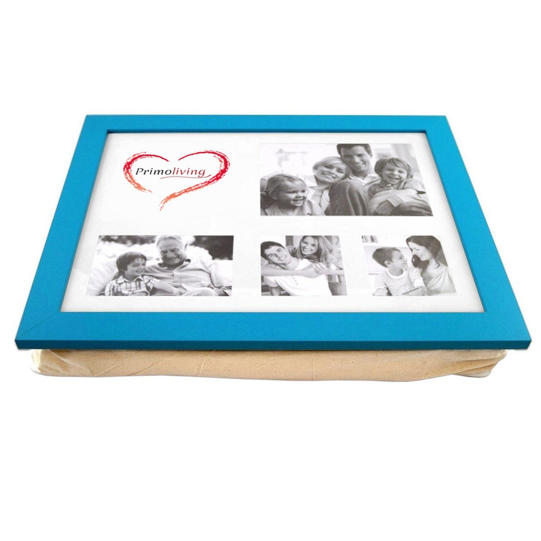 PrimoLiving Knietablett P-455 mit Kissen und Fotorahmen Blau Türkis, Blau
