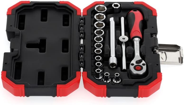 GEDORE red Steckschlüsselsatz, 16-teilig, Mit Umschaltknarre, Ratsche, Steckschlüssel, 1/4" 1/4 Zoll