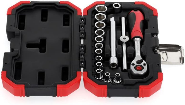 GEDORE red Steckschlüsselsatz, 16-teilig, Mit Umschaltknarre, Ratsche, Steckschlüssel, 1/4" 1/4 Zoll
