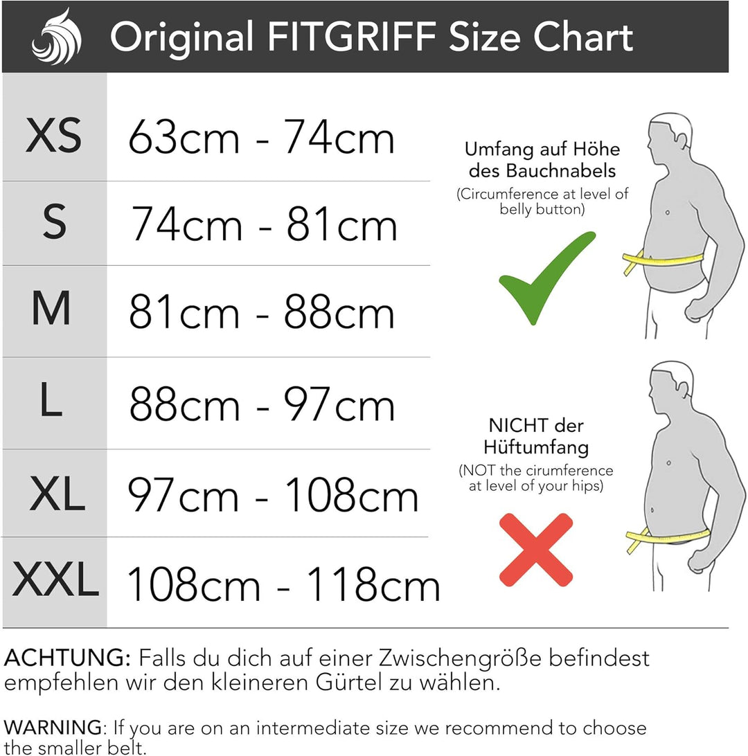 FITGRIFF® Gewichthebergürtel V1 - Fitness-Gürtel für Bodybuilding, Krafttraining, Gewichtheben - Tra