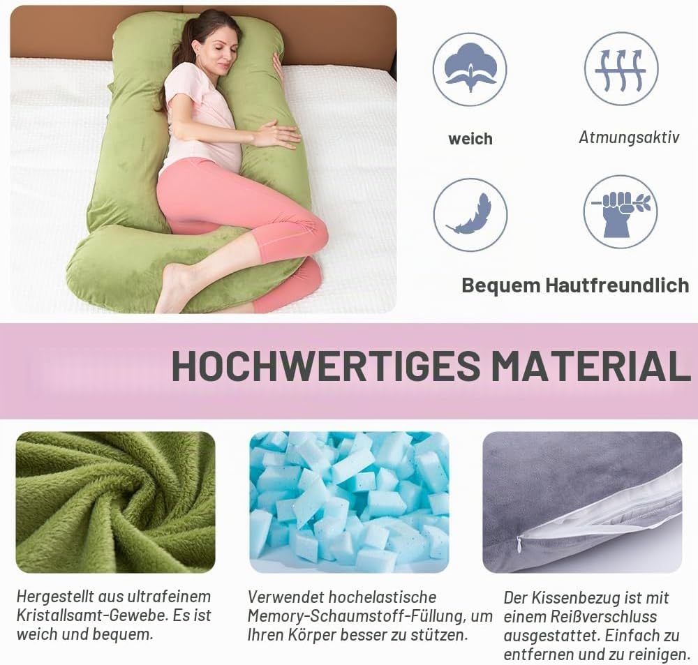 Schwangerschaftskissen aus geschreddertem Memory-Schaum zum Schlafen, Mutterschaftskissen für Schwan