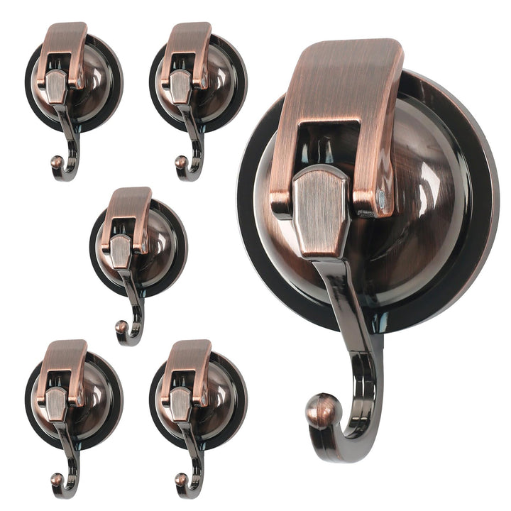 MaxEarn 6 Stück Vakuum Saugnapf Haken, Kupferfarben Extra Stark Saugnapfhaken, Ohne Bohren Saughaken