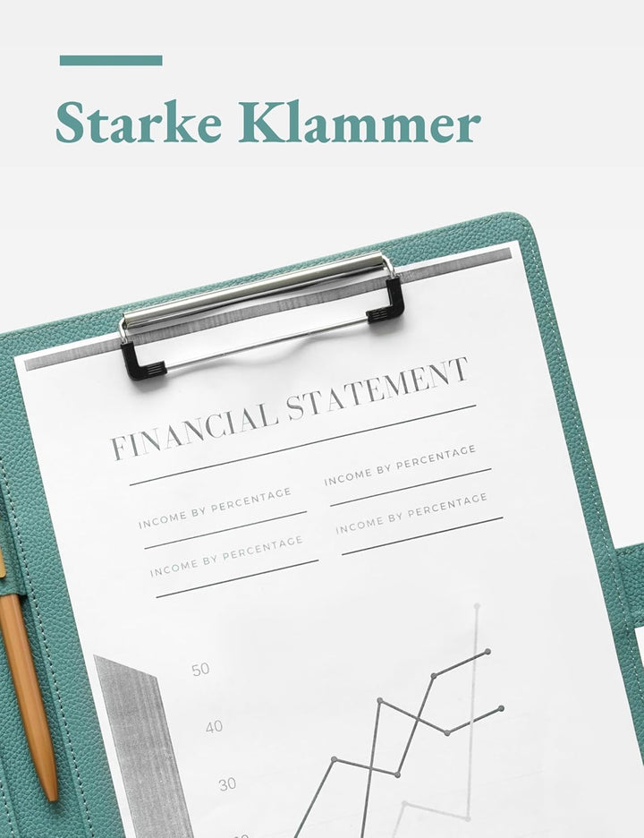 Mymazn Klemmbrett A4 mit Deckel, Mappe A4 Schreibmappe Klemmbrettmappe, PU-Leder Konferenzmappe A4 m