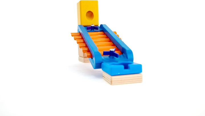 Hape Quadrilla Klingender Spielplatz - Zubehör zur Murmelbahn, Holz Kugelbahn und Murmelbahn für Kin