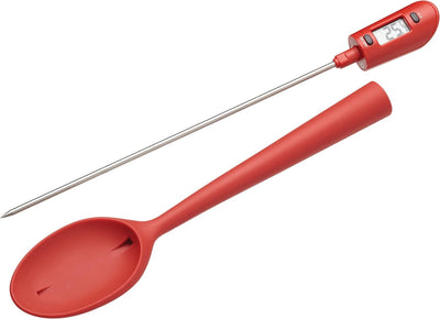 KitchenCraft Zucker / Marmeladen Thermo-Kochlöffel, Silikon, Rot, 32 cm