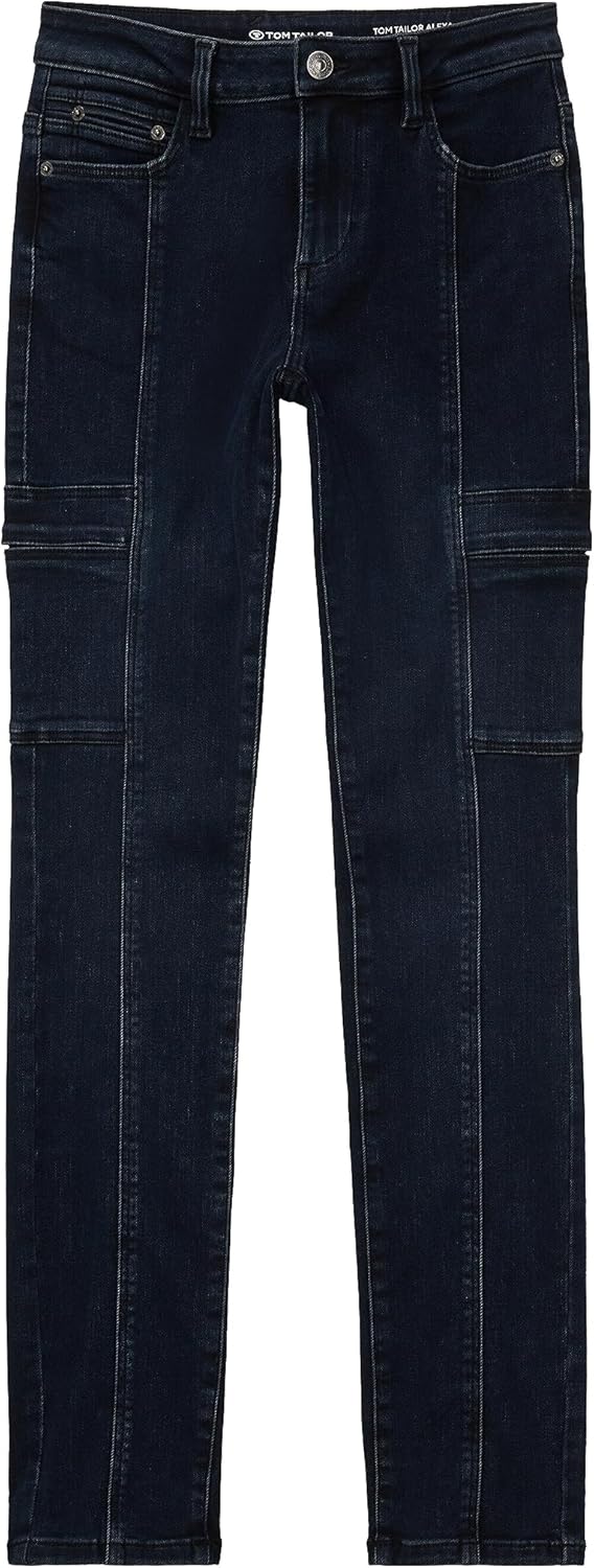 TOM TAILOR Damen Alexa Slim Cargo Jeans 28W / 30L 10173 - Dark Stone Blue Black Denim, 28W / 30L 101