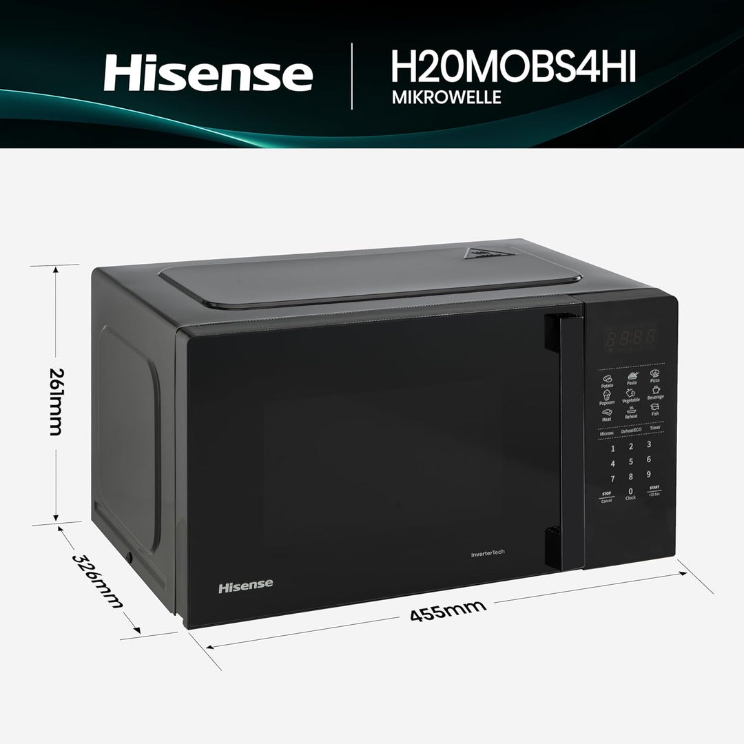 Hisense H20MOBS4HI Mikrowelle /20 L /700W /InverterTech/Keramikbeschichtung/Massgeschneidert, Mehrph