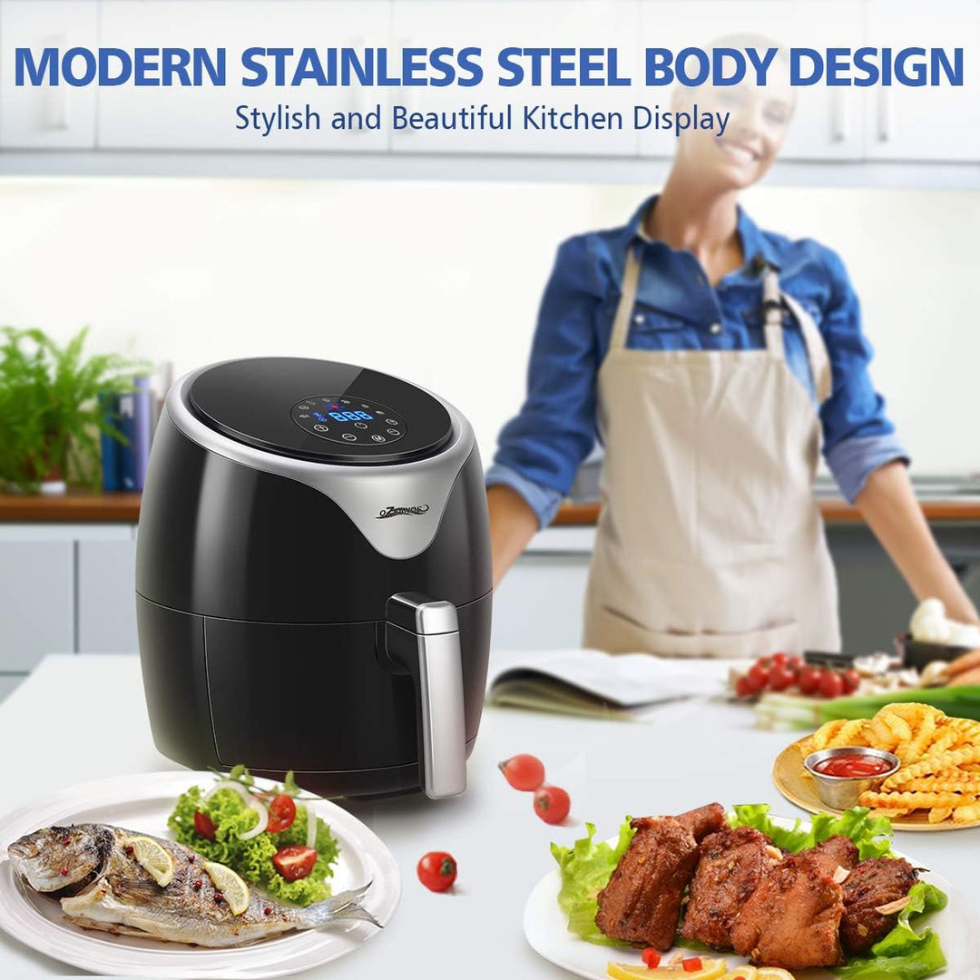 OZEANOS Heissluftfritteuse 3,5L Schwarz OT-AF-35BS-DIGITAL - Präzise Temperaturregelung, Digitales L