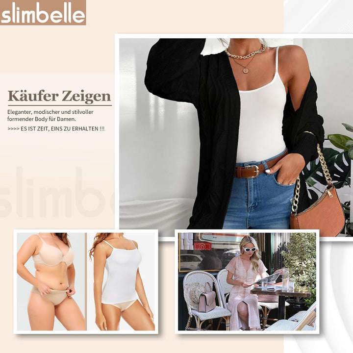 SLIMBELLE Damen Unterhemd BH Hemd Seamless Tank Top mit entfernbaren Cups Bauchweg Shapewear Top Ohn