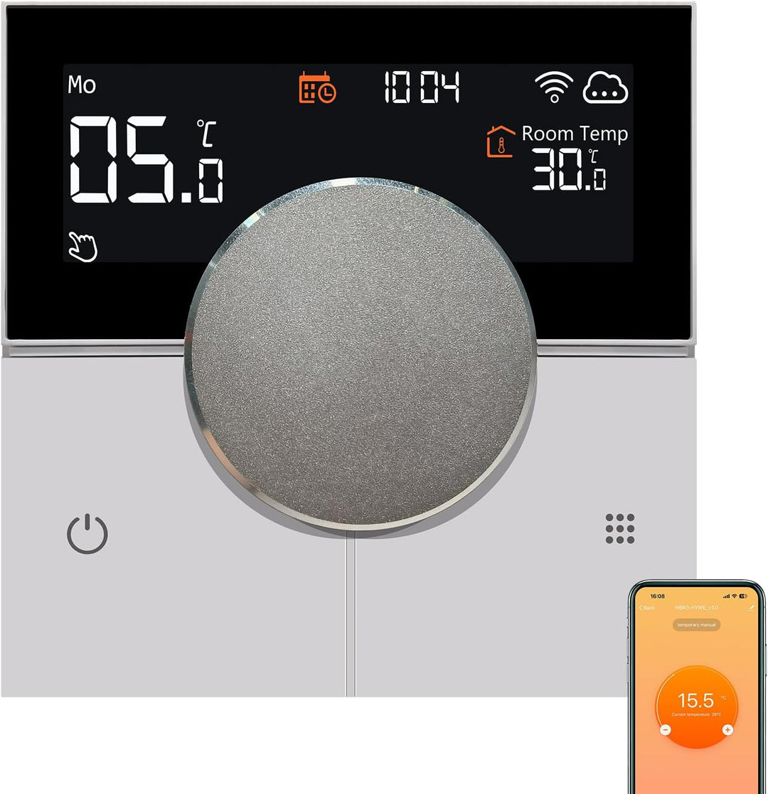 KETOTEK Smart Elektrisches Heizungsthermostat 16A, Digital WLAN Raumthermostat Für Elektrische Fussb