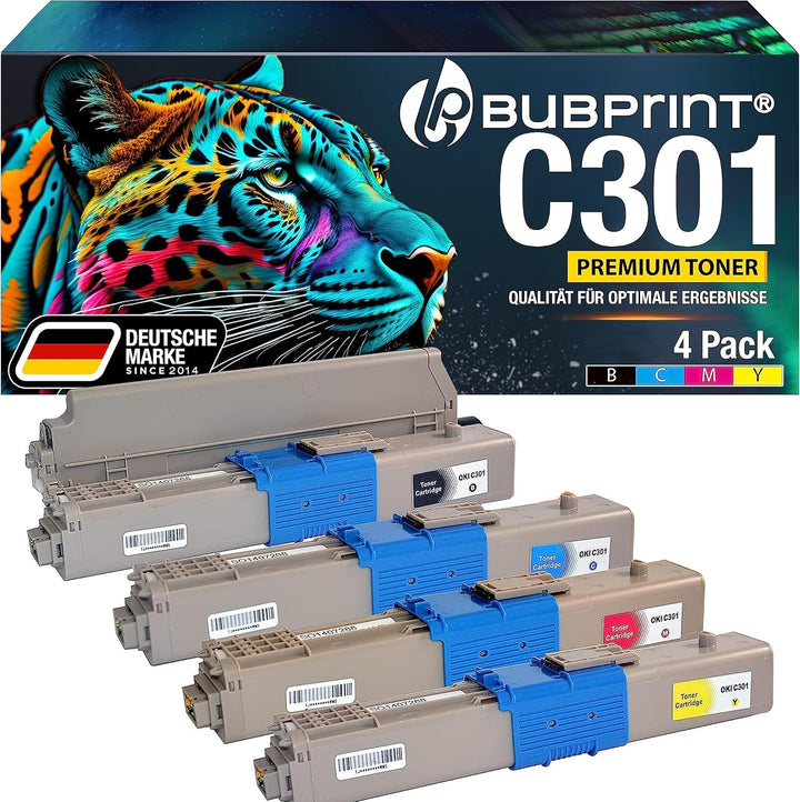 4er-Pack Bubprint Kompatibel Toner als Ersatz für Oki C301 C301DN C321 C321DN MC332 MC332DN MC340 MC