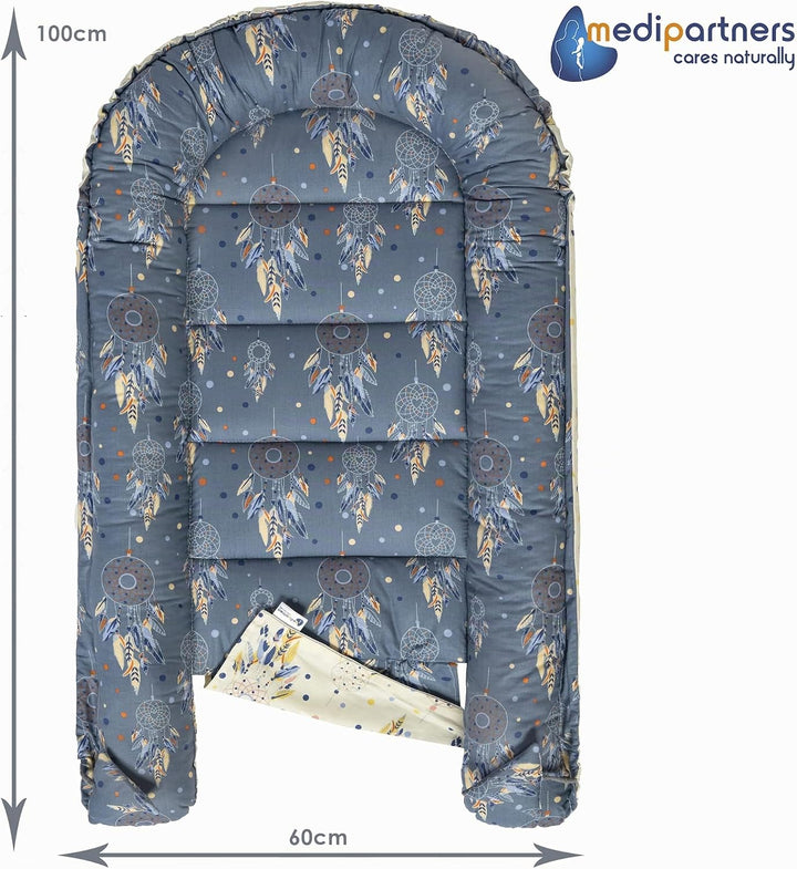 Medi Partners Babynest Kuschelnest Babynestchen 100% Baumwolle Nestchen Reisebett für Babys Säugling