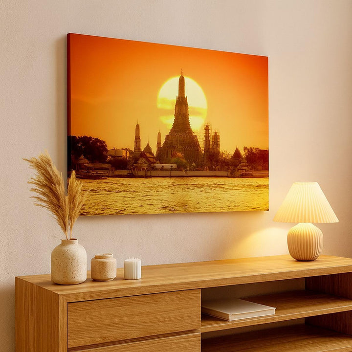 ARTTOR Bilder auf Leinwand Tempel Asien Leinwandbild mit Rahmen 70x50cm Wandbilder Dekoration Wohnzi