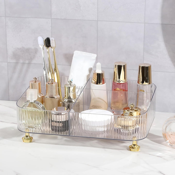DASITON Make Up Kosmetik Organizer Acryl, 5 Fächer Schmink Aufbewahrung für Pinsel, Lippenstift, Par