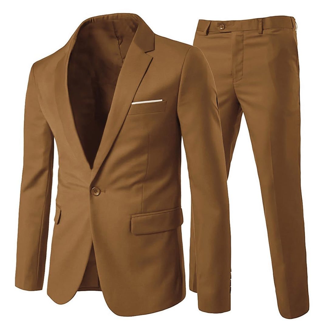 Allthemen Herrenanzug 2 Teilig Slim Fit Anzüge Business Hochzeitanzug für Männer L Khaki, L Khaki