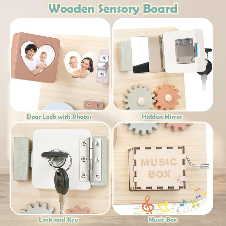 Joyreal Montessori Busy Board - Motorikbrett ab 1 2 3 Jahr Activity Board Montessori Motorik Spielze